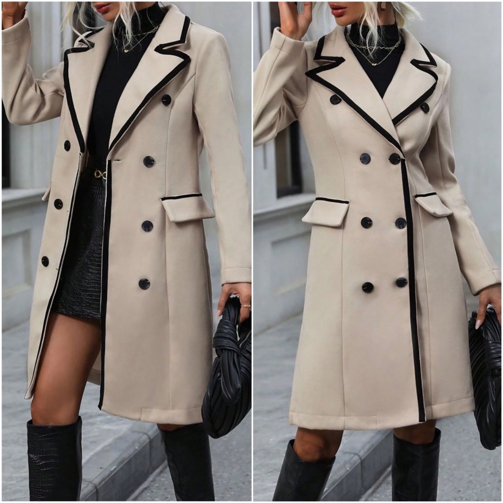 Classic Two Tone Button Color Block jacket Coat - Picture 3 of 3